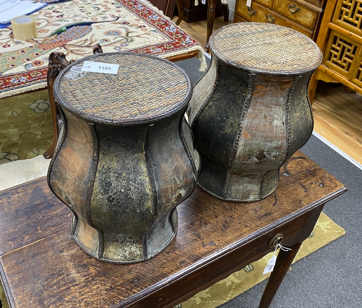 A pair of Chinese caned stands, diameter 26cm, height 40cm